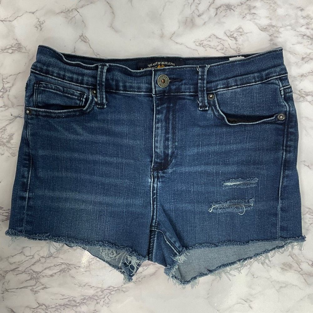 Lucky Brand Blue Custom Cutoff Denim Jean Shorts 6 28 in